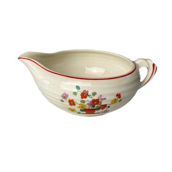 Edwin Knowles Flower Pots Tulips Art Deco Gravy Boat 1930’s - Picture 2 of 7